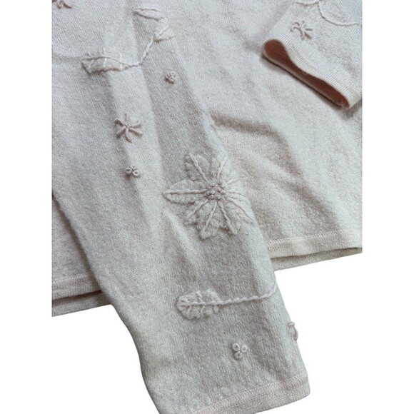 Appleseed’s Women’s Size 1X Plus Pink Boiled 100% Wool Cardigan Applique Floral - Picture 3 of 7